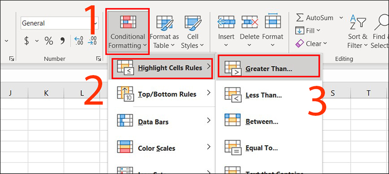 Sử dụng chức năng Highlight Cells Rules